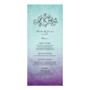 Rustic Teal and Purple Bohemian Wedding Menu Custom Announcement
