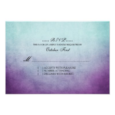 Rustic Teal and Purple Bohemian Wedding RSVP Personalized Invites