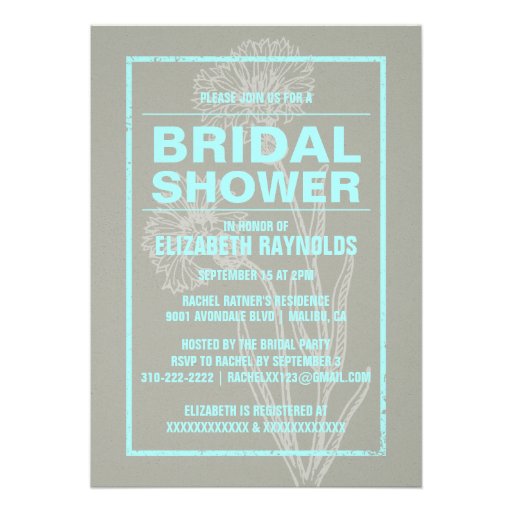 Rustic Teal Bridal Shower Invitations
