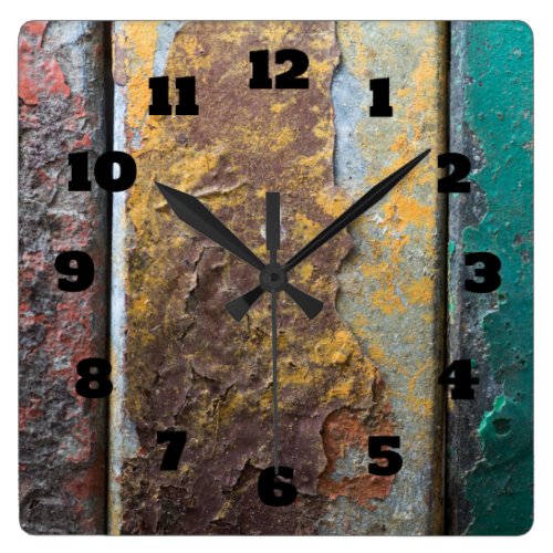 Rustic Texture With Flaking Paint On Rusty Metal Square Wallclock