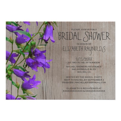 Rustic Trachelium Bridal Shower Invitations