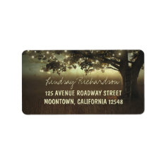 rustic tree and twinkle lights address labels