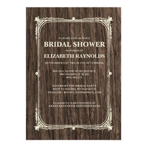 Rustic Tree Bark Bridal Shower Invitations