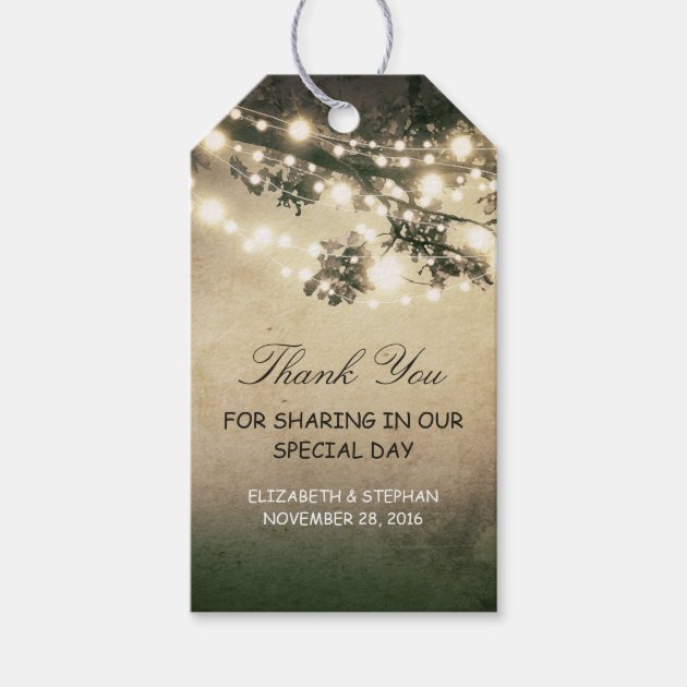 Rustic Tree Brances Lights Wedding Thank You Pack Of Gift Tags-0