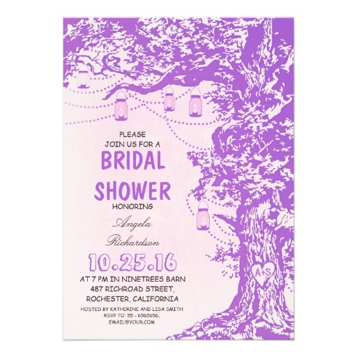 Rustic tree & mason jars bridal shower invitations