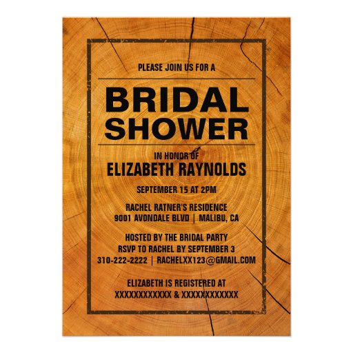 Rustic Tree Ring Bridal Shower Invitations
