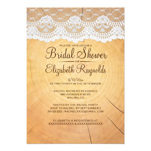 Rustic Tree Rings Bridal Shower Invitations