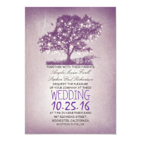 Rustic tree & string lights wedding invitations 5