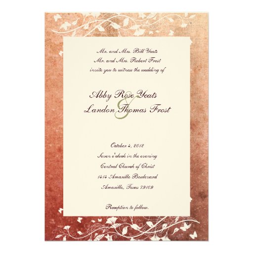 Rustic Tree Warm Red Wedding Invitation (front side)