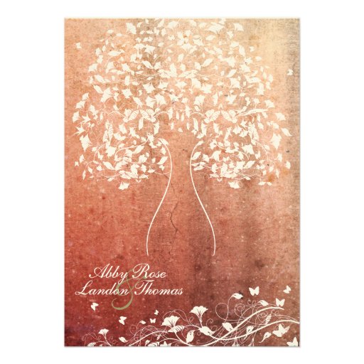 Rustic Tree Warm Red Wedding Invitation