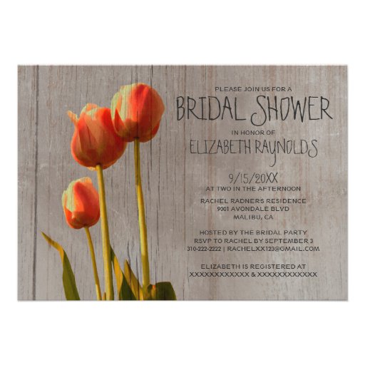 Rustic Tulip Bridal Shower Invitations