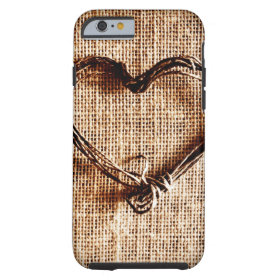 Rustic Twine Heart Burlap Print iPhone 6 Case