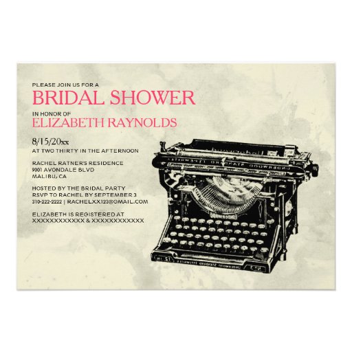 Rustic Typewriter Keys Bridal Shower Invitations