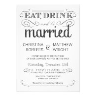Rustic Typography Black & White Wedding Invitation