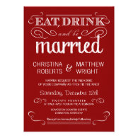 Rustic Typography Crimson Red Wedding Invitations