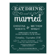 Rustic Typography Emerald Green Wedding Invitation