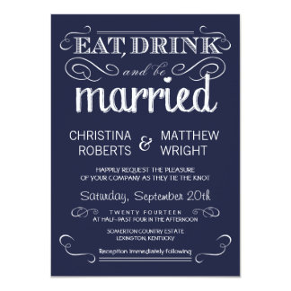 Wedding invitations in navy blue