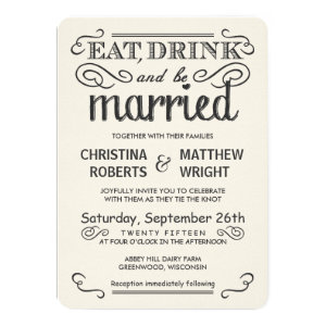 Rustic Typography Rounded Wedding Invitations