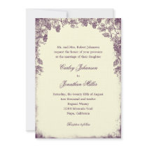 Rustic Vineyard Wedding Invitation - Purple
