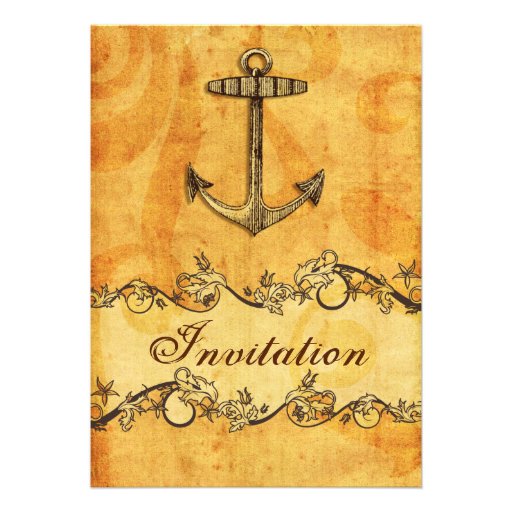 rustic, vintage ,anchor nautical wedding invites