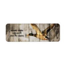 Rustic vintage barnwood country ducks hunter return address label