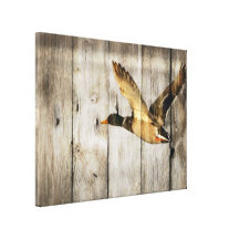 Rustic vintage barnwood country ducks woodgrain gallery wrapped canvas