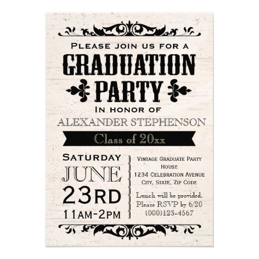Rustic Vintage Beige Graduation Party Invitation (front side)