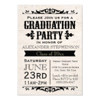 Rustic Vintage Beige Graduation Party Invitation