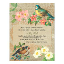Rustic Vintage Birds and Flowers Bridal Shower invitations