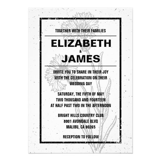 Rustic Vintage Black And White Wedding Invitations