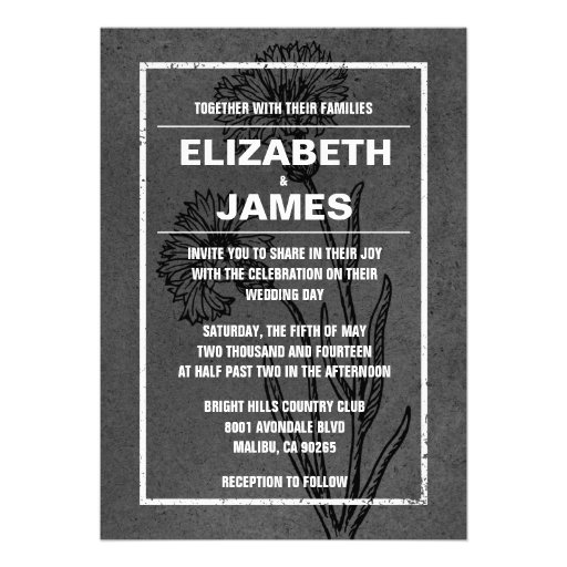 Rustic Vintage Black Wedding Invitations