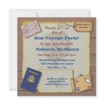 Rustic Vintage Bon Voyage Party Invitation