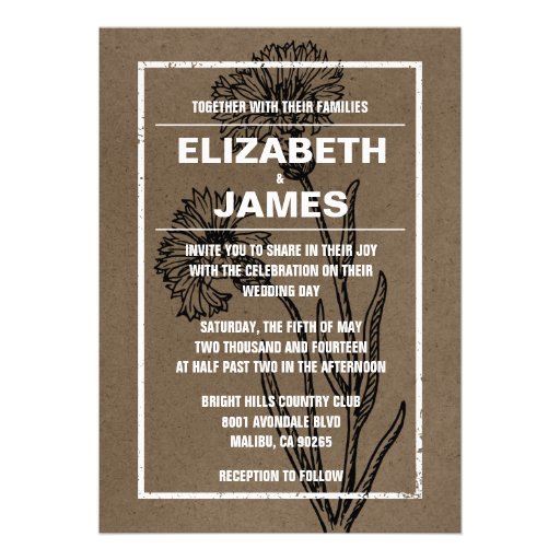 Rustic Vintage Brown Wedding Invitations