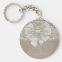 Rustic Vintage Burlap & Lace Keychains