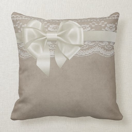 Rustic Vintage Burlap And Lace Pillows Zazzle 6935