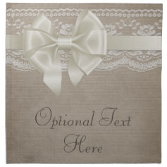 Rustic Vintage Burlap & Lace Printed Napkin