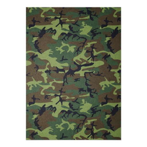 Rustic Vintage Camo Wedding Invitations