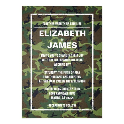 Rustic Vintage Camo Wedding Invitations