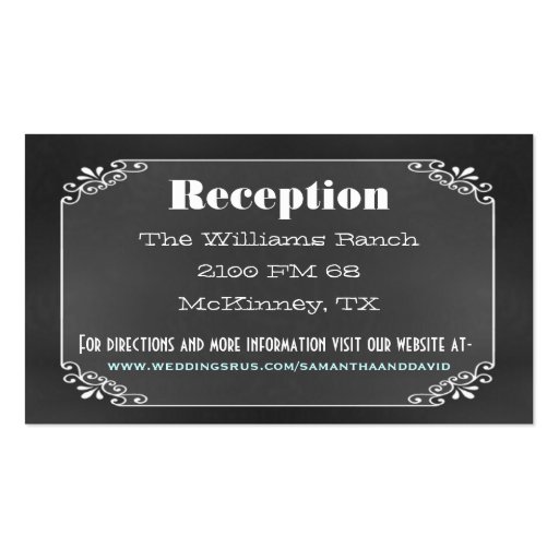 Rustic Vintage Chalk Board Wedding Enclosure Card Business Card Template (front side)