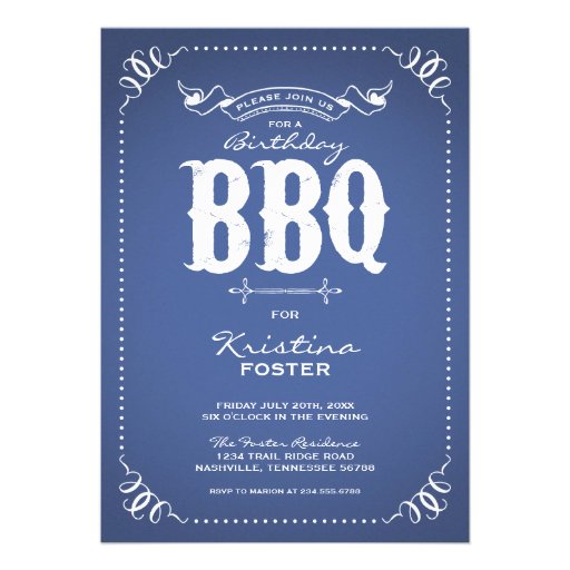 Rustic Vintage Chic Birthday Party BBQ Invite