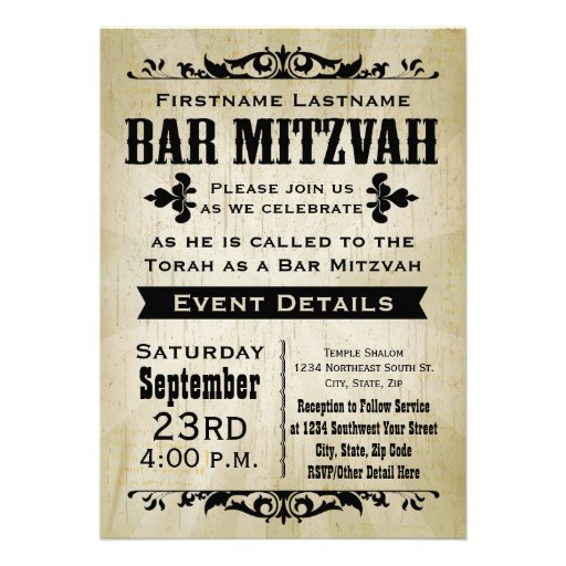 Rustic Vintage Country Bar Mitzvah Invitation