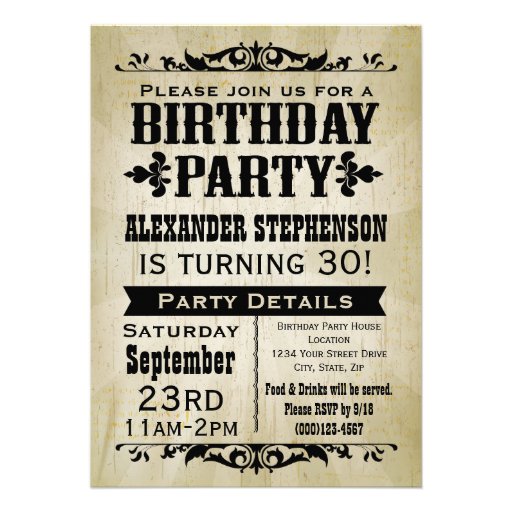 Rustic Vintage Country Birthday Party Invitation
