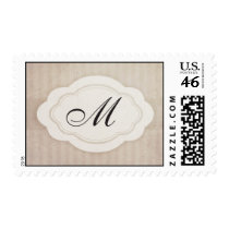 Rustic Vintage Cream Monogram Wedding Stamps
