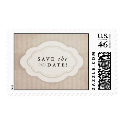 Rustic Vintage Cream Save the Date Stamps