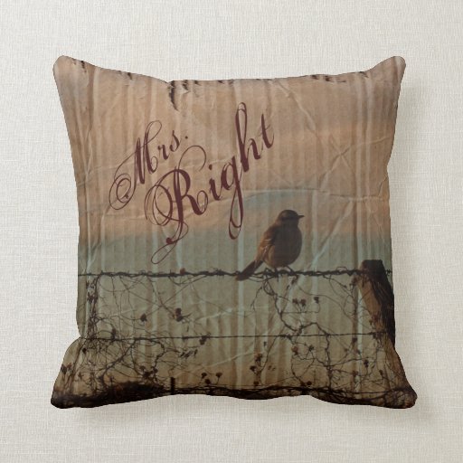 rustic vintage farm fence bird country wedding throw pillows Zazzle