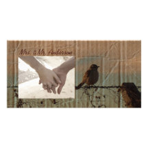 rustic vintage farm fence brid country wedding photo cards