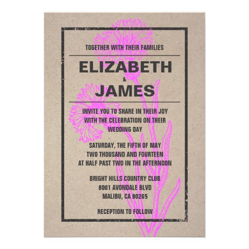 Rustic Vintage Flower Wedding Invitations