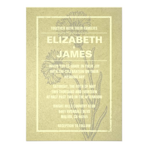 Rustic Vintage Gold Wedding Invitations