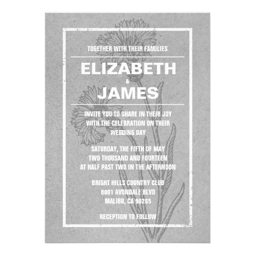 Rustic Vintage Grey Wedding Invitations