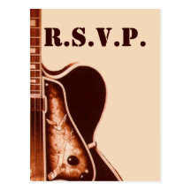 rustic vintage Guitar Western Country Wedding Postcards